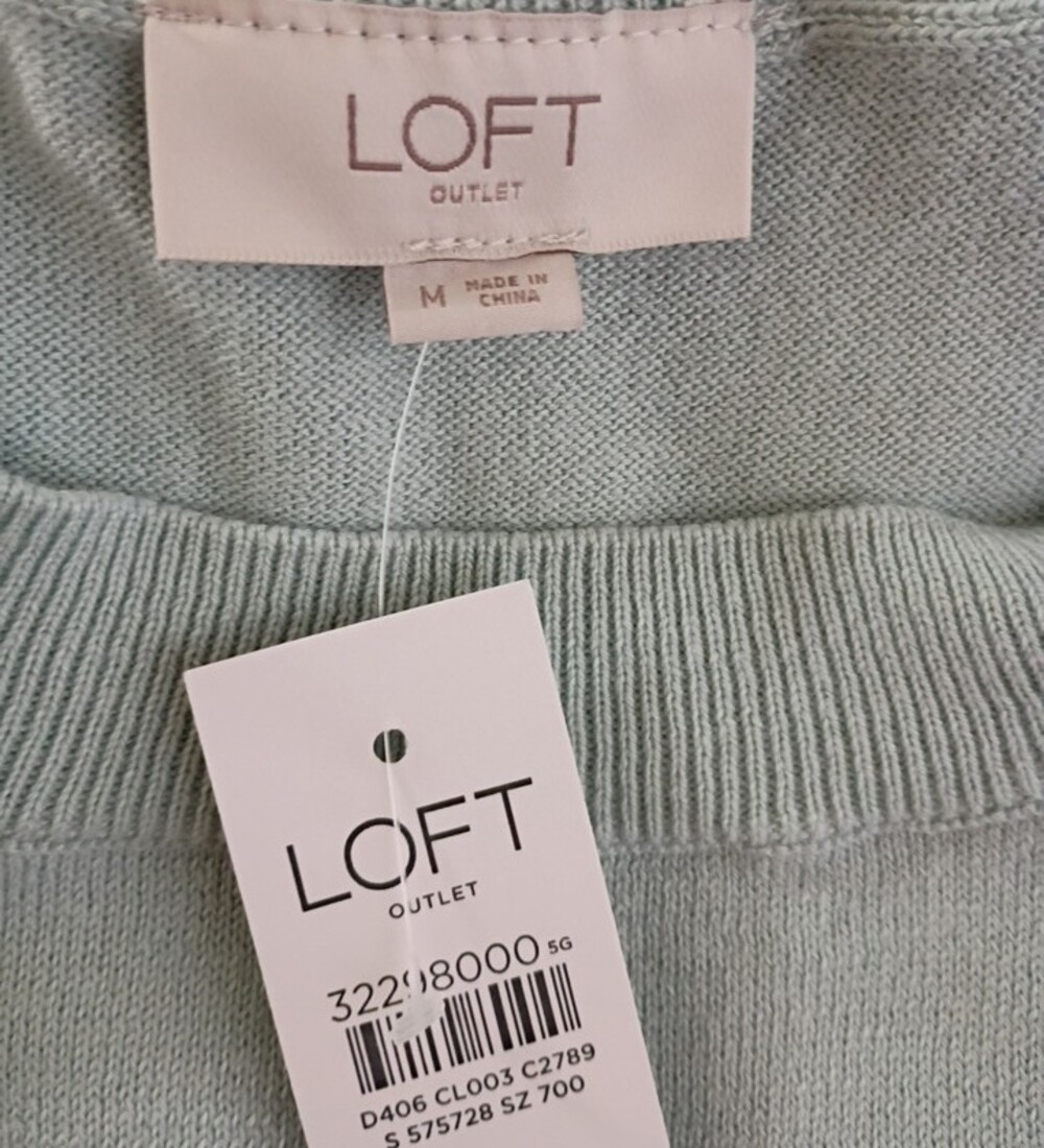 LOFT Mint Green Cotton Sweater with Black and White Penguin Size M - Picture 7 of 10